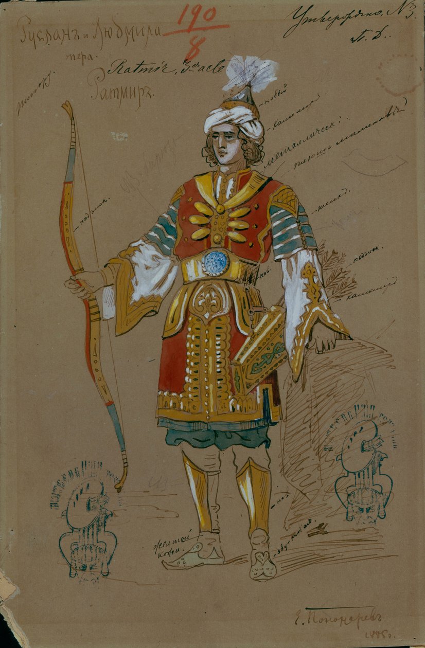 Jelmezterve M. Glinka Ruslan és Ljudmila című operájához, 1885 alkotó: Evgeni Petrovich Ponomarev