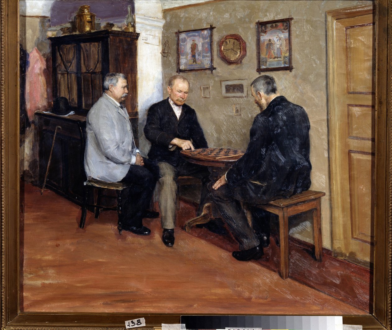 A huzatjátékosok. Evgeni Iosifovich Bukovetsky (1866-1948) festménye. Olaj, vászon, 71 x 80 cm alkotó: Evgeniy Iosipovich Bukovetsky