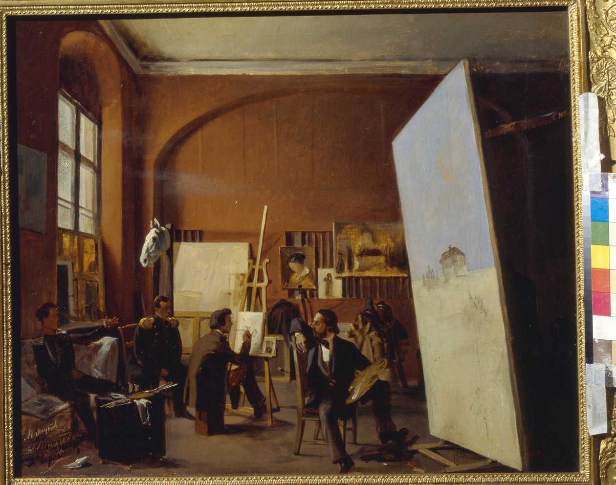 Vaszilij Makszutov gróf festő műterme (V. Makszutov gróf festő műterme). Jevgraf Szemjonovics Sorokin (1821-1892) festménye, olaj, vászon alkotó: Evgraf Sorokine