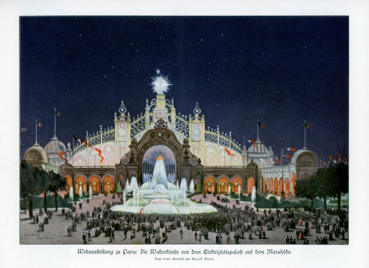 Szökőkutak a Villamosenergia Palotájában, Champ de Mars, Párizsi Világkiállítás 1889, 1900. alkotó: Ewald Thiel