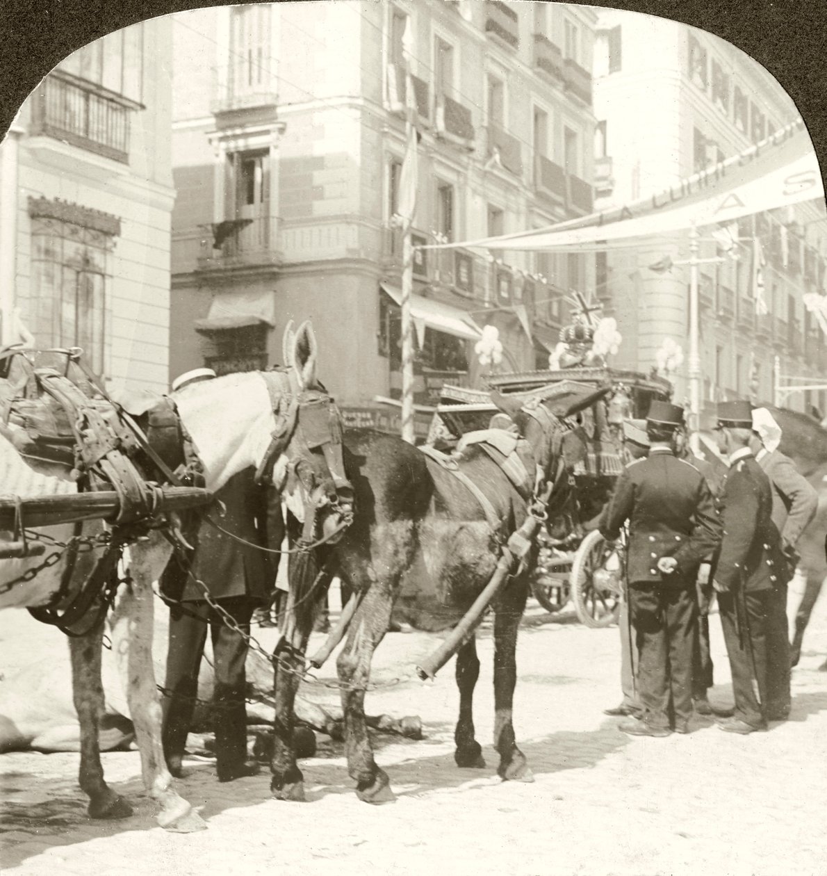 Állami edző, Calle Mayor, Madrid. alkotó: Excelsior Stereoscopic Tours