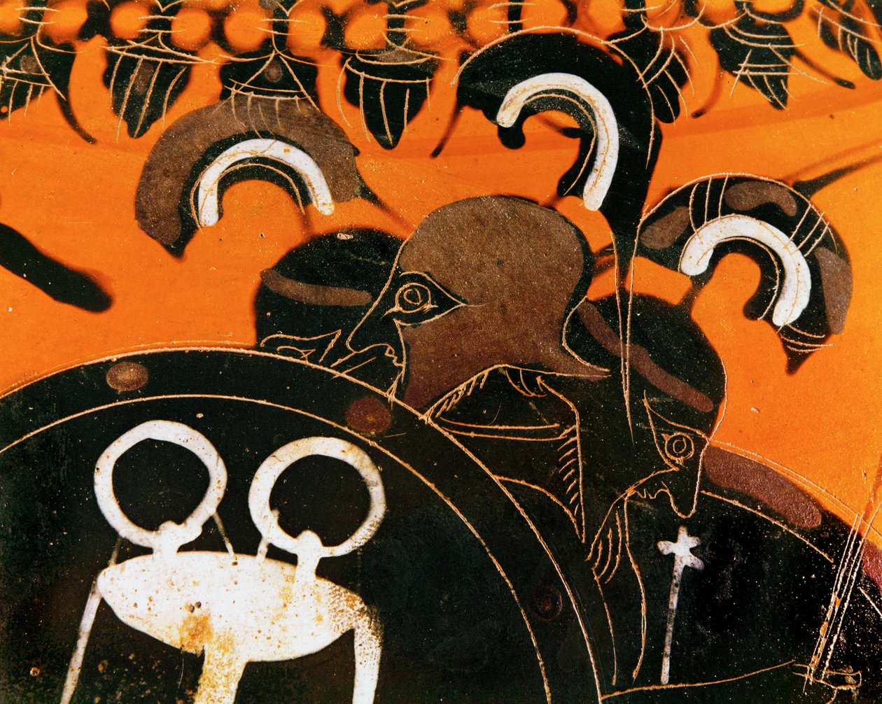 A háromfejű óriás Geryon, akinek a jószágát Héraklész ellopta ... alkotó: Exekias Exekias