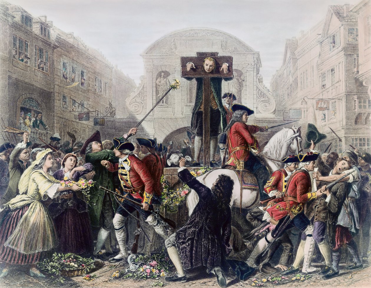 Daniel Defoe (1660-1731) képe a Temple Bar pilléren, tömeggel körülvéve (lásd még: 230551) alkotó: Eyre Crowe