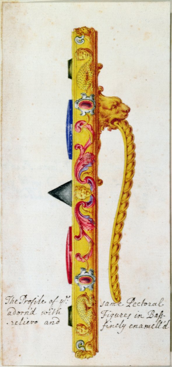 A VII. Kelemen pápának Cellini által 1523-34 körüli aranyból és ékszerekből készült melldísz oldalnézete (részlet 18061-ből) alkotó: F. Bertoli
