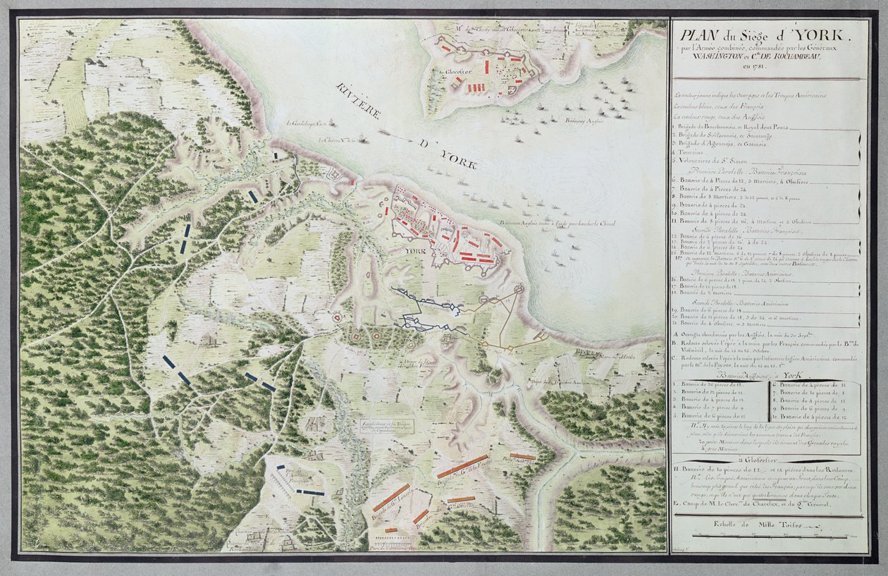 York 1781-es ostromának térképe, „Guerre de l