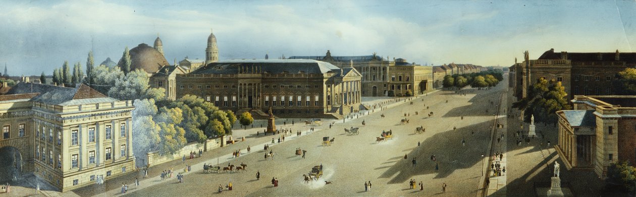 Unter den Linden a fegyvertárból, 1855 körül alkotó: F. von Laer