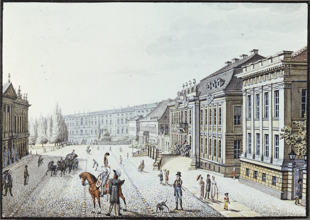 Kilátás a Királyi Palotára, Berlin (toll, tinta és WC papíron) alkotó: F.A. Calau