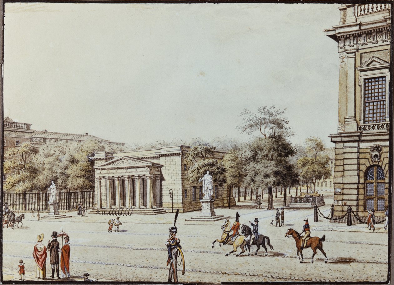 Az új Watch House, a fegyverraktár mellett, Berlinben (toll, tinta és WC papíron) alkotó: F.A. Calau