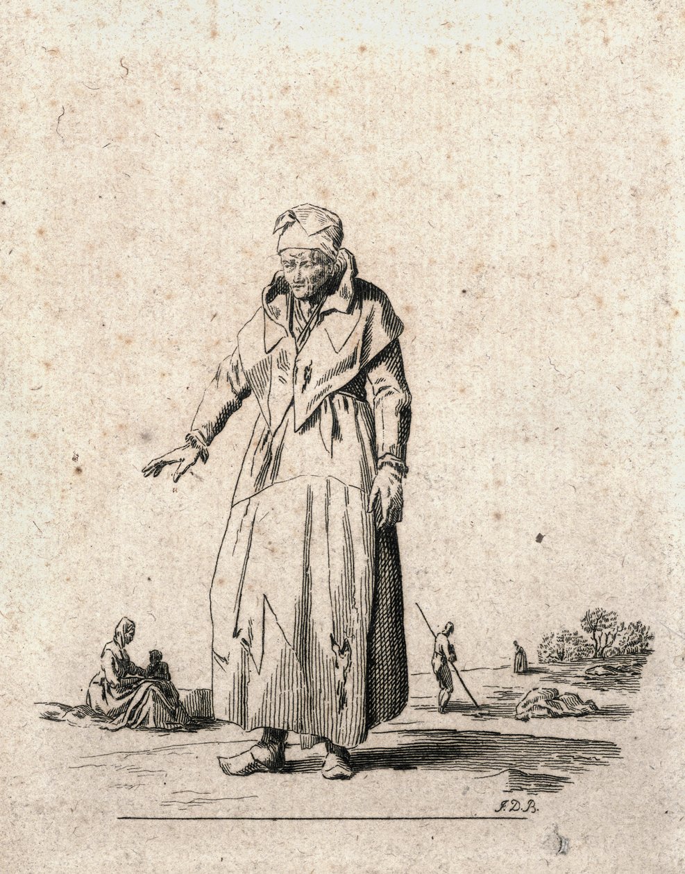 Parasztasszony (metszet) alkotó: F.D.B. Monogrammist