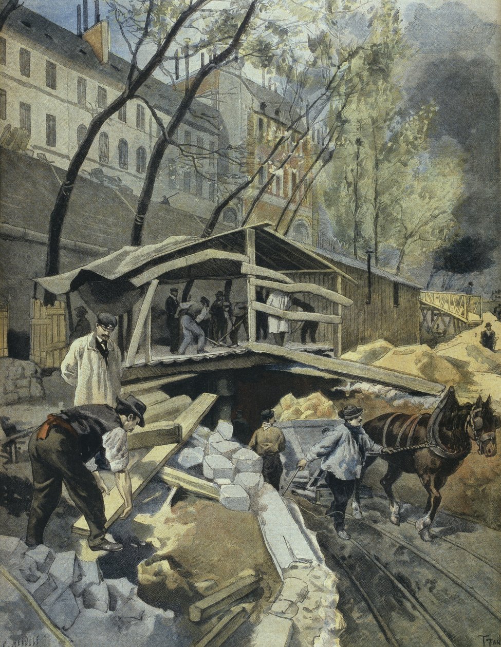 Munka a metropoliszon, Párizs, illusztráció a "Le Petit Journal"-ból: Supplement illustre", 1899. május 14. alkotó: F.L. and Tofani, Oswaldo Meaulle