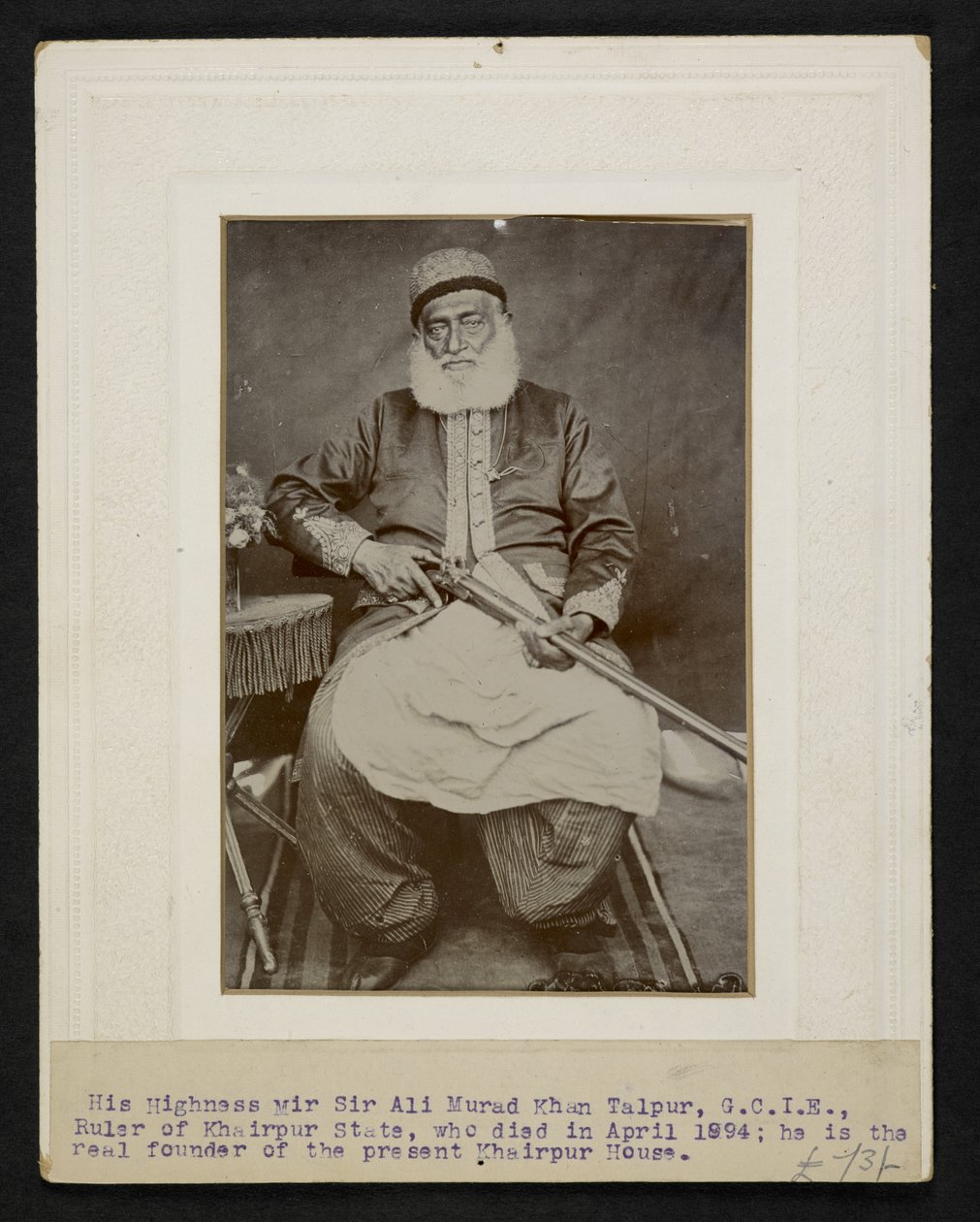 Sir Mir Ali Murad Khan Talpur III, Khairpur állam uralkodója alkotó: F.L. Wadhumal
