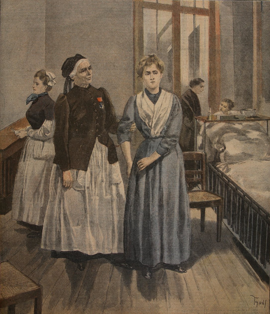 Madamoiselle Bottard becsületkeresztje, illusztráció a „Le Petit Journal: Supplement illustre” című folyóiratból, 1898. január 16. alkotó: F.L. and Tofani, Oswaldo Meaulle