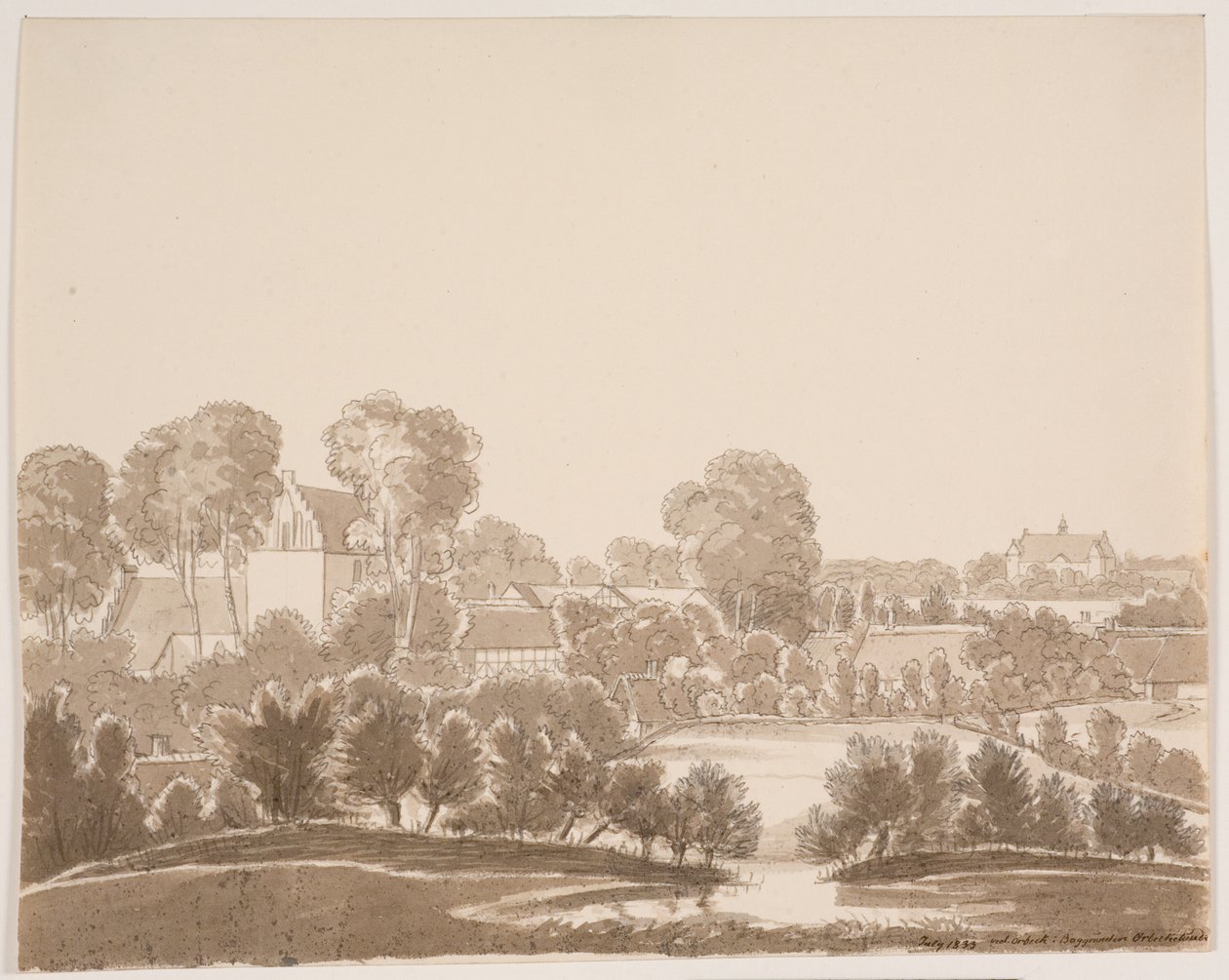 "Ørbækben, a háttérben Ørbæklunde. Funen 1833" alkotó: F.M.E. Fabritius de Tengnagel