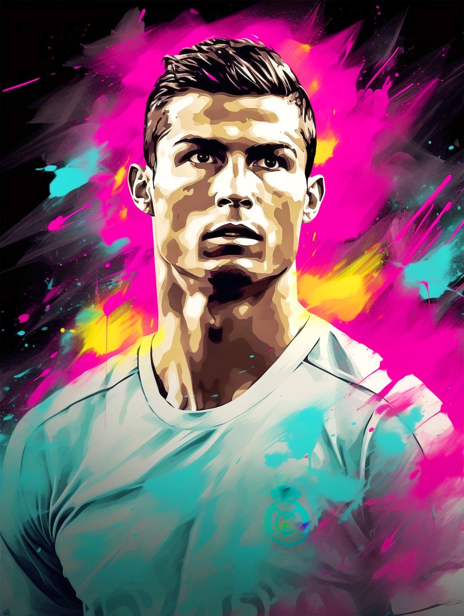 Absztrakt akril festmény, Cristiano Ronaldo vásznon, faliképek, nyomatok alkotó: F. Abderrahim
