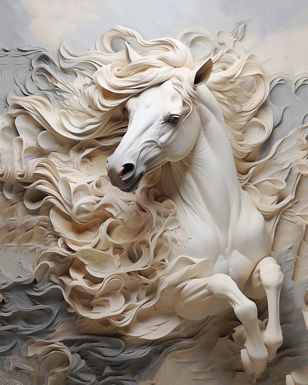 Abstract horse Renaissance painting, Michelangelo Buonarroti style, modern room decor, Wall Art Prints alkotó: F. Abderrahim