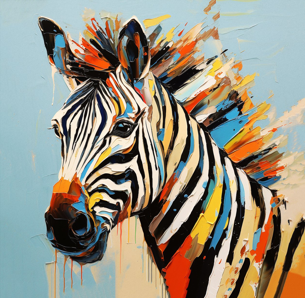 Abstract savanna animal zebra portrait, full color painting , Wall Art | Canvas Prints alkotó: F. Abderrahim