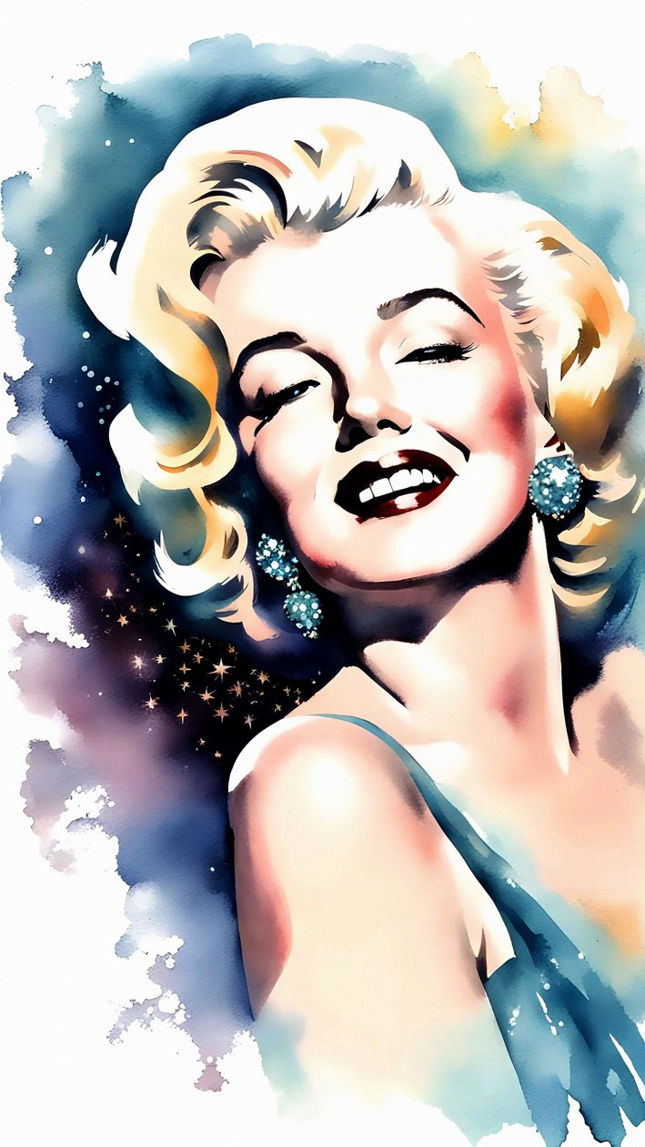 Gyönyörű Marilyn Monroe portré festmény vászonra, nappali és stúdió fali dekoráció, print on demand alkotó: F. Abderrahim