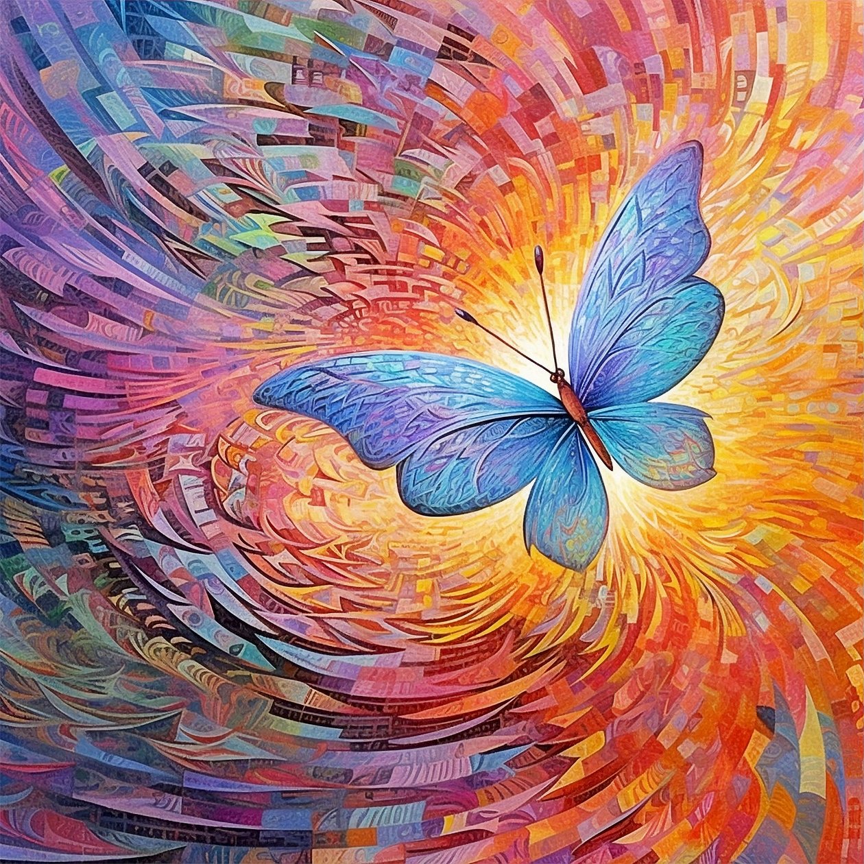 Butterfly absztrakt színes festmény Generatív AI Metamorfózis poszter alkotó: F. Abderrahim