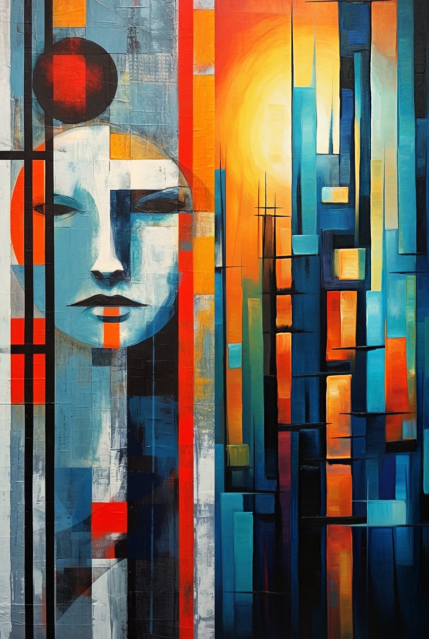 Figuratív absztrakt festmény akril, plakátok art nyomat alkotó: F. Abderrahim