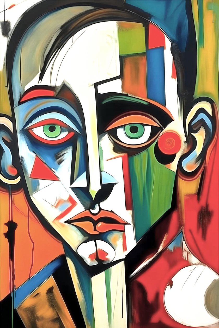 Szomorú portré festmény vászonra, Wall Art dekoráció | Vászon nyomatok alkotó: F. Abderrahim