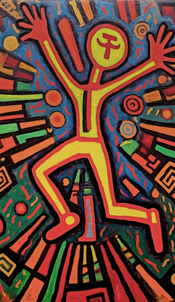 Native figuratív festmény, Naive bekeretezett falra art print on demand eladó alkotó: F. Abderrahim