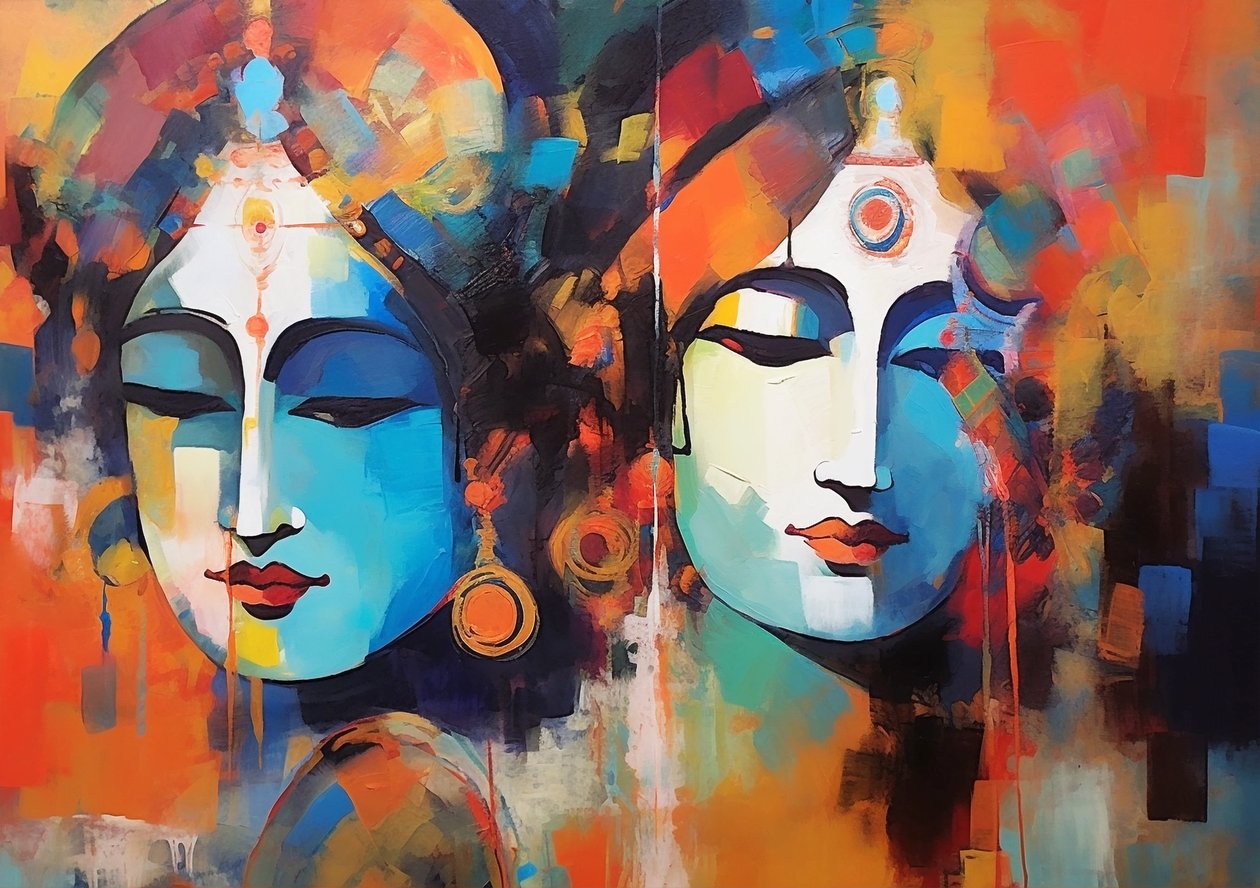 Shiva Shakti, modern festmény, akril vászonra, jóga Wall Art nyomatok alkotó: F. Abderrahim