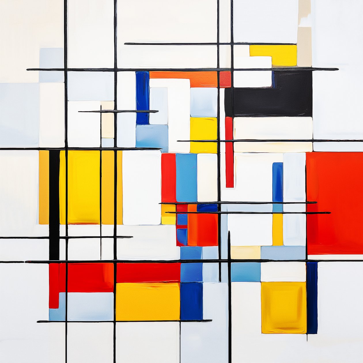 absztrakt Piet Mondrian festmény stílus, nappali fali dekoráció ötlet alkotó: F. Abderrahim