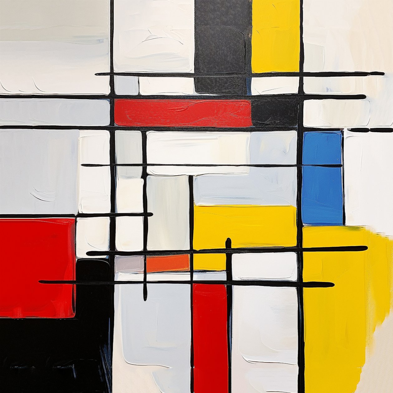 absztrakt Piet Mondrian festmény stílus, nappali fali dekoráció ötlet alkotó: F. Abderrahim