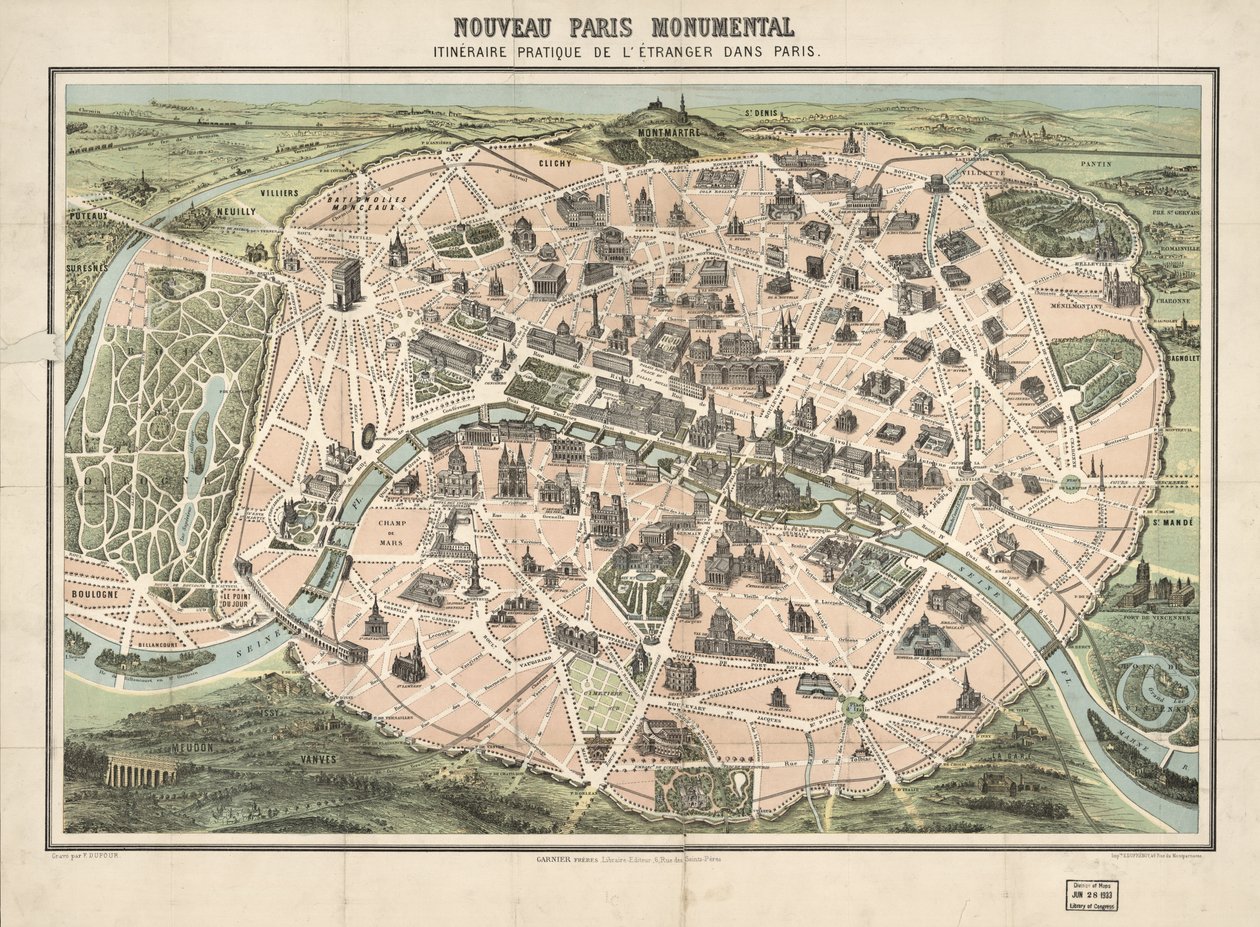 Kiválasztott épületek képi megjelenítéssel. Madártávlat. LC-másolat ruhára szerelve. Raszteres képként is elérhető a Library of Congress webhelyén alkotó: F.; Garnier Frères; Dufrénoy Dufour