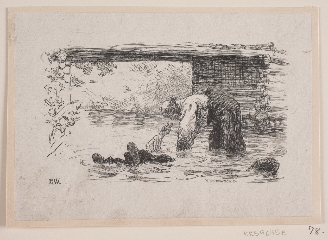 Illusztráció a "The Love Against the Stream" című filmhez alkotó: F. Hendriksen