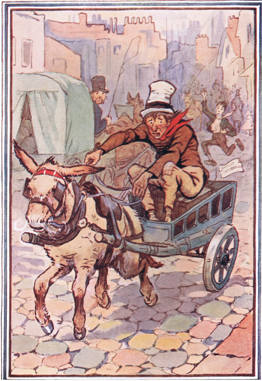 David futott utána, amilyen gyorsan csak tudott, illusztráció David Copperfieldtől, 1914 alkotó: F. M. B. Blaikie