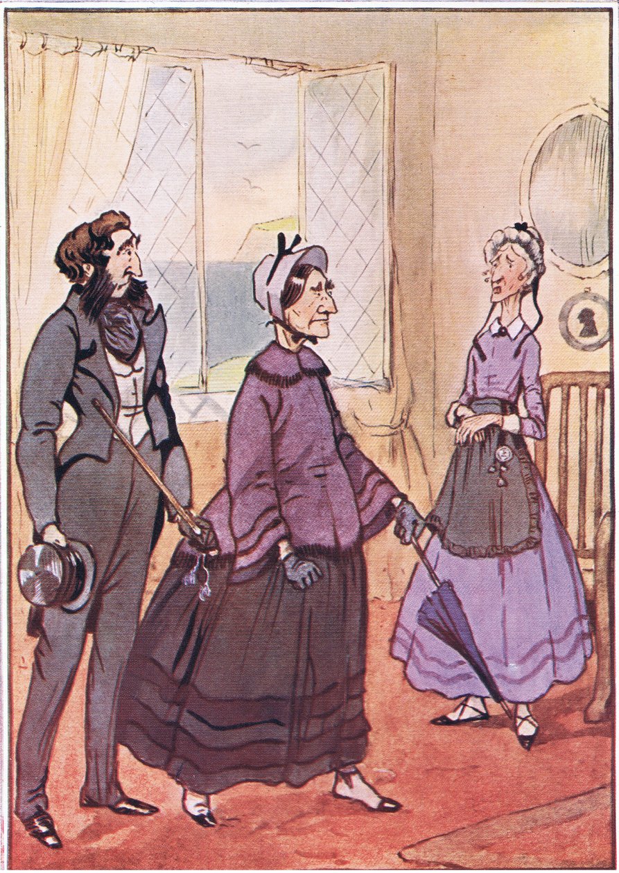Gőgösen mentek ki a kunyhóból, illusztráció David Copperfieldtől, 1914 alkotó: F. M. B. Blaikie