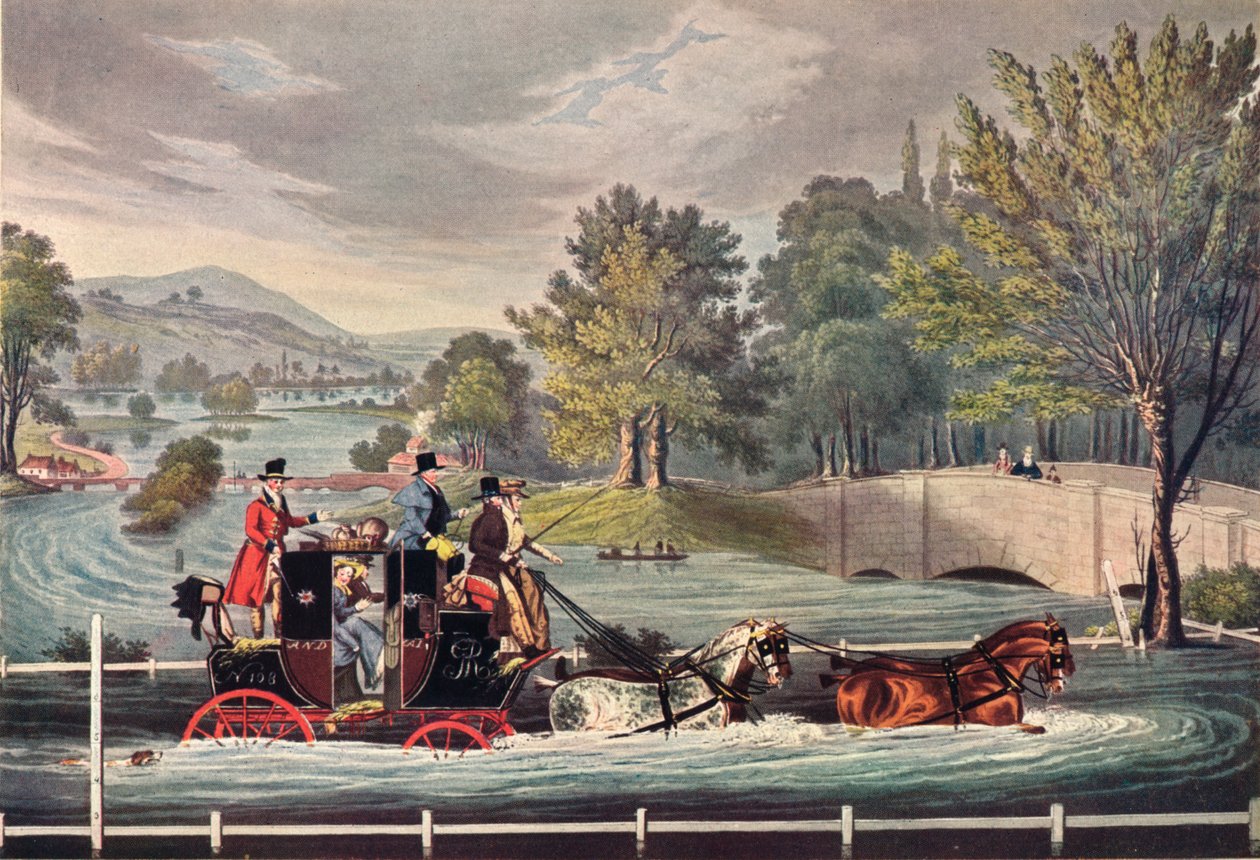 Postakocsi az árvízben, c1827, 1904 alkotó: F Rosenbourg