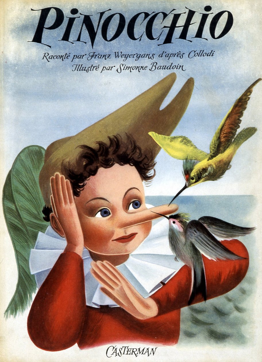 A "" Pinocchio" című könyv borítója, illusztrálta: Simonne Baudoin, szerk. CastermanFigyelem: JOGOK FENNTARTÁSA alkotó: F. Rothier