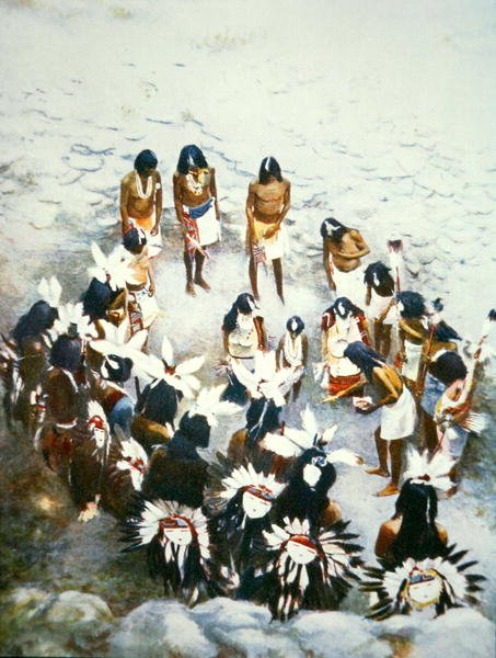 Lenya ceremónia, Walpi Pueblo, 1900 körül (színes litó) alkotó: F. Seth