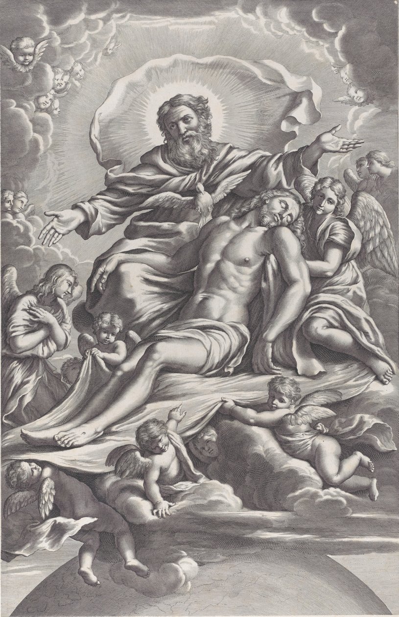 A Szentháromság, középen a halott Krisztussal, angyalokkal körülvéve, az Atyaisten, ..., 1650-90. alkotó: F. de Louvement