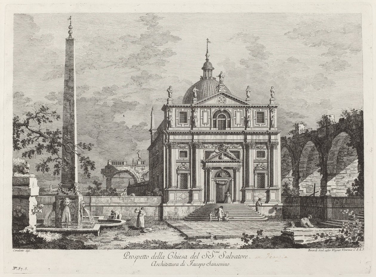 Az SS-templom tájékoztatója. Megmentő alkotó: Fabio Berardi after Canaletto