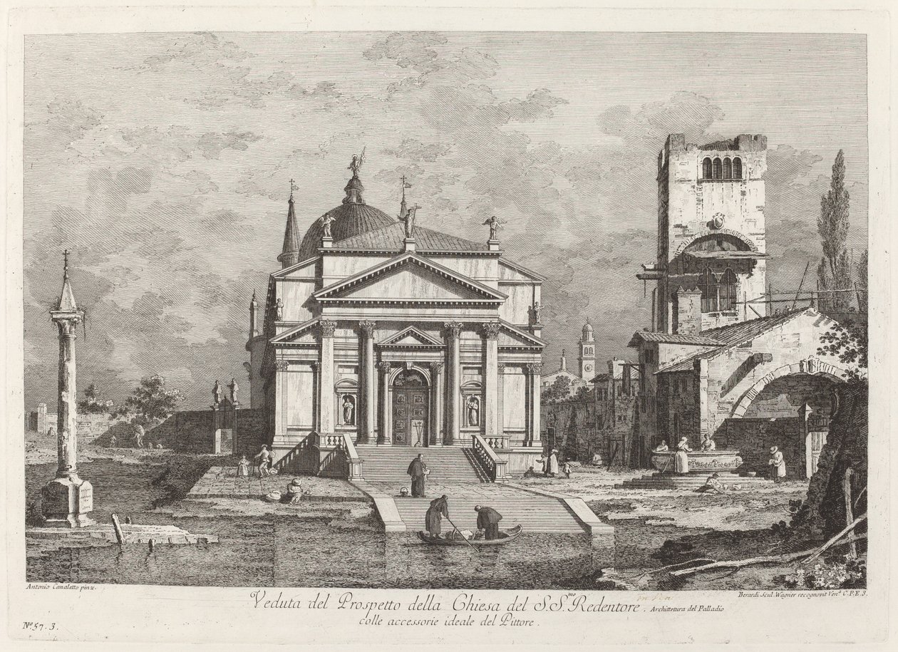 Kilátás az SS-templom tájékoztatójára. Megváltó alkotó: Fabio Berardi after Canaletto