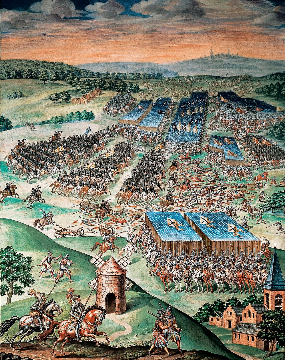 A Saint Quentini csata Spanyolország és Franciaország között (1557) alkotó: Fabrizio Castello