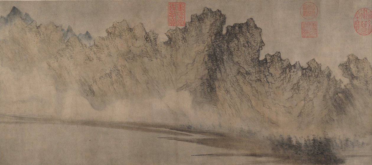 Felhős hegyek, kb. 1360-70. alkotó: Fang Congyi