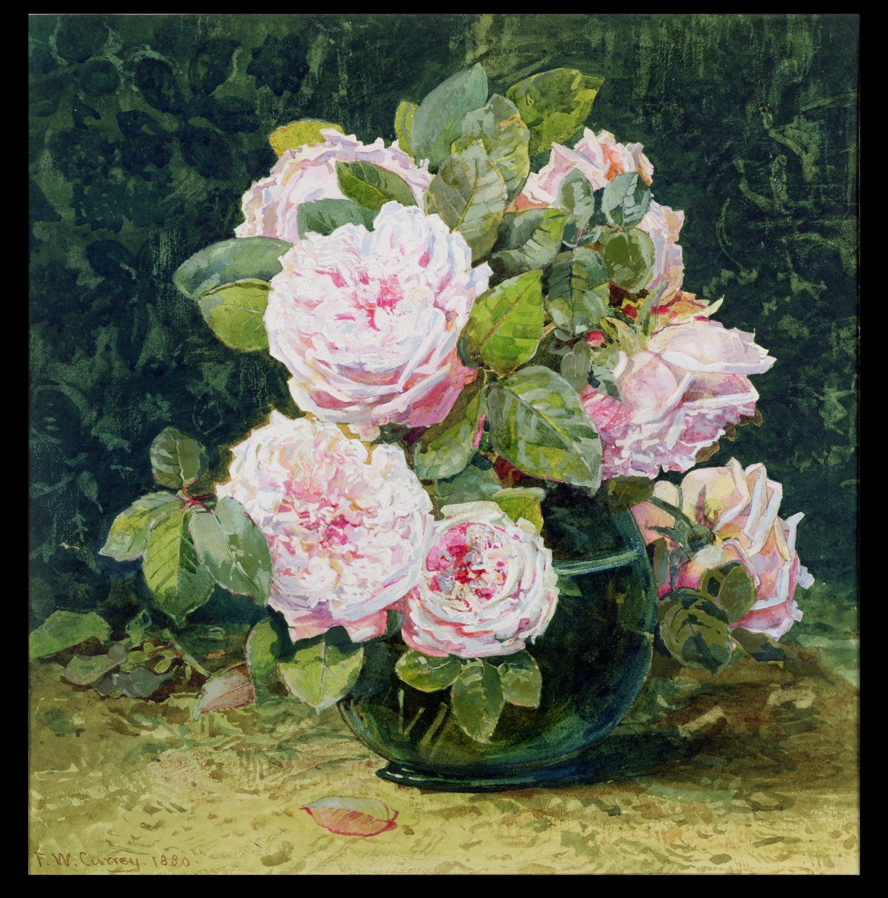 Rózsák zöld tálban, 1880 (wc, papír) alkotó: Fanny W. Currey