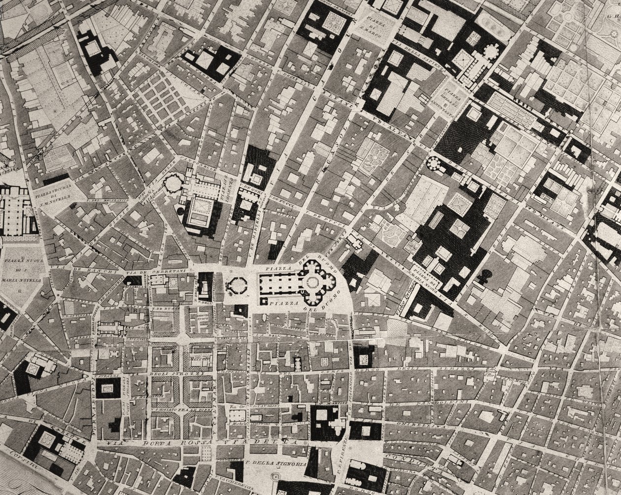 Firenze térképe, részlet, 1843 és 1866 metszet részlete 100310 alkotó: Fantozzi