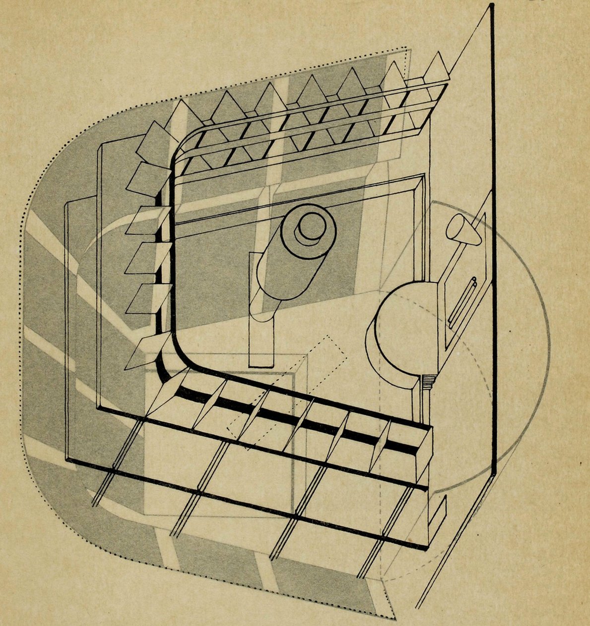 U-színház. A Bauhaus Die Bühne im Bauhaus színpadáról, 1925. alkotó: Farkas Molnar