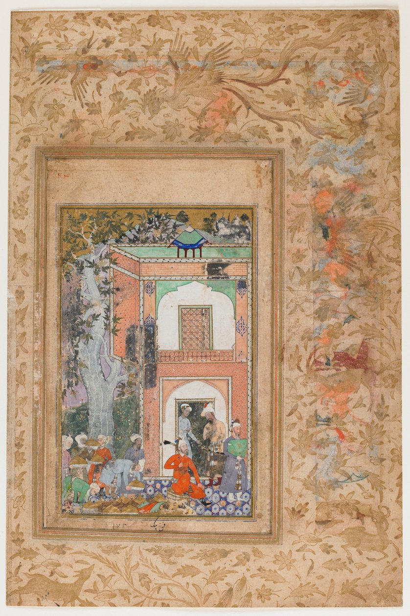 <em> Babur szórakozik Ibrahim Lodi szultán palotájában </em> egy <em>Baburnamából</em> alkotó: Farrukh Beg