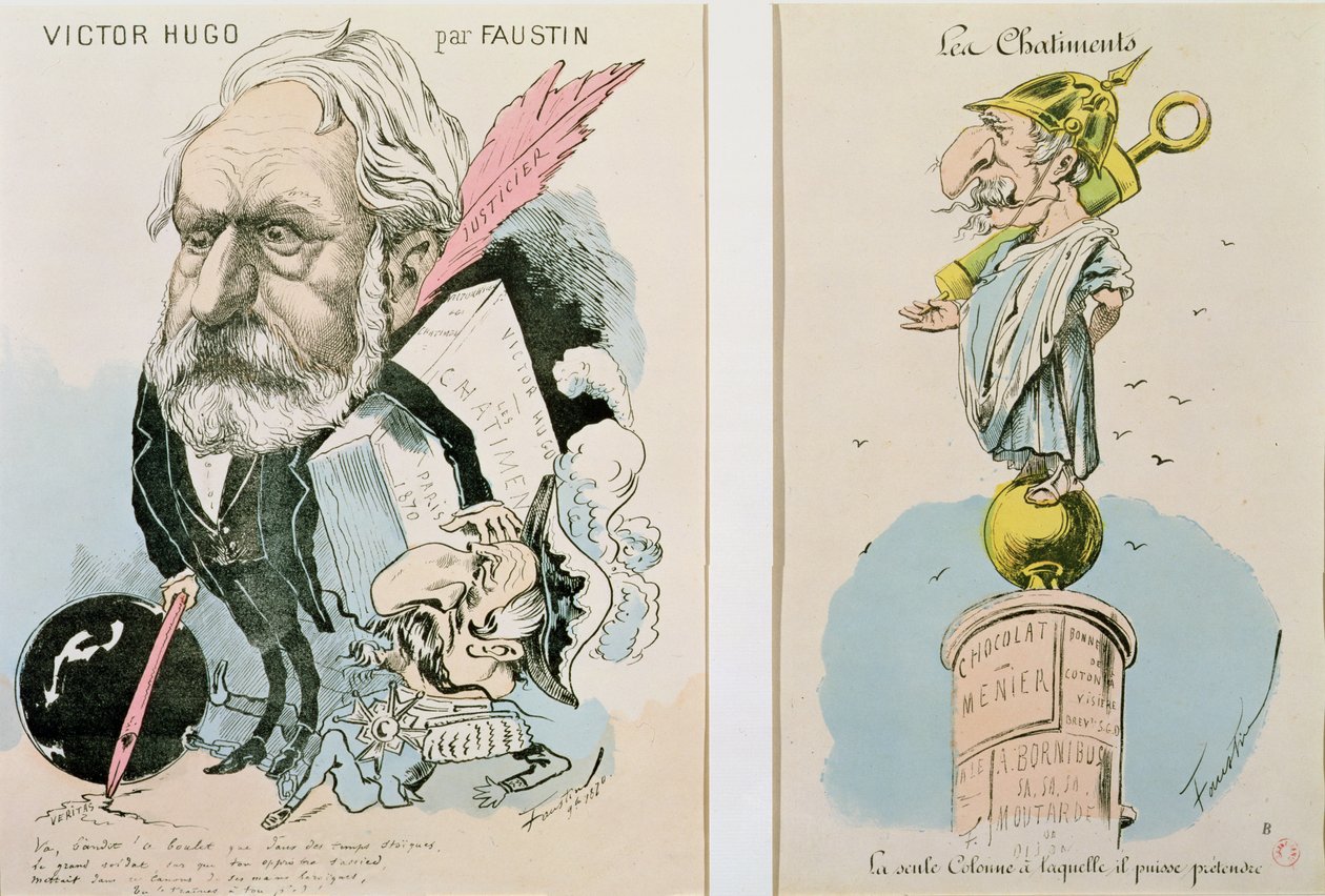 Victor Hugo (1802-85) és III. Napóleon (1809-73) karikatúrái 1870 alkotó: Faustin