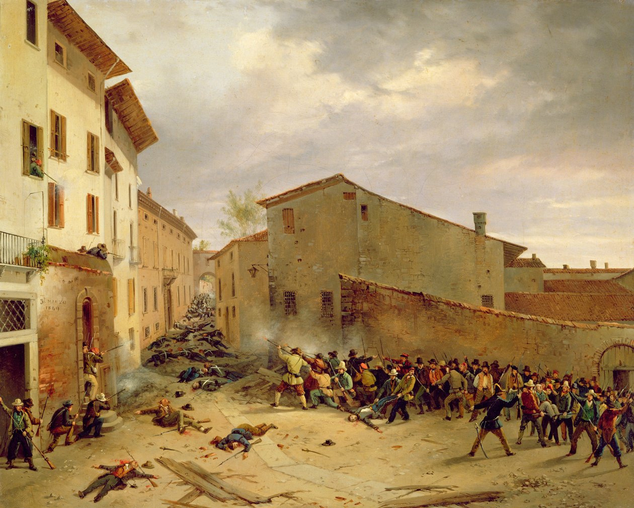 Az 1849. március 31-i csata a bresciai Via delle Consolazione-ban alkotó: Faustino Joli