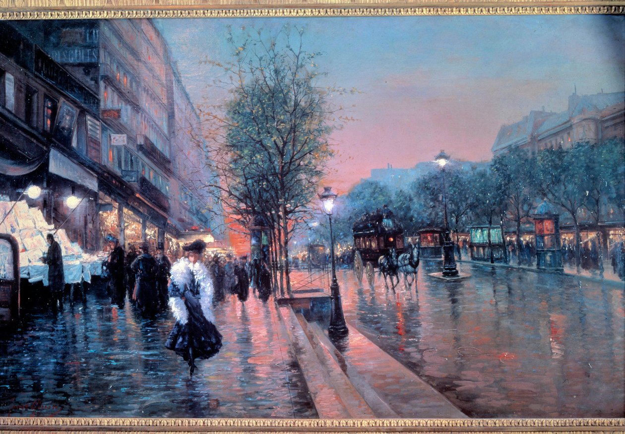 Kilátás a párizsi Grands Boulevardsra Fausto Giusto festménye (XX. század). 1900 Magángyűjtemény alkotó: Fausto Giusto