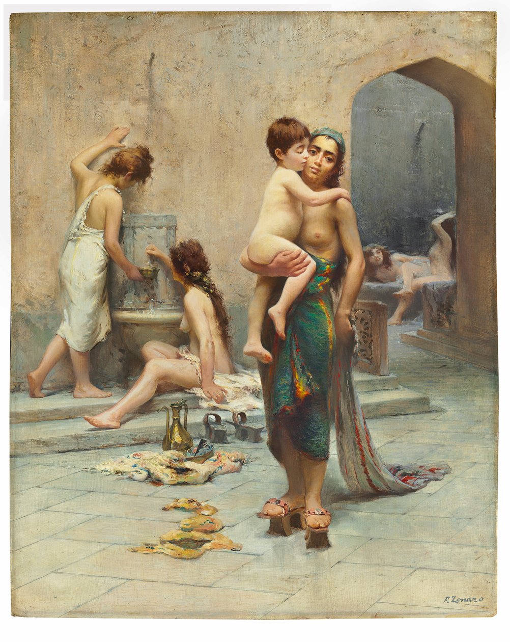 Hamam - a fürdőszoba, 1891-1902 körül (olaj, vászon) alkotó: Fausto Zonaro