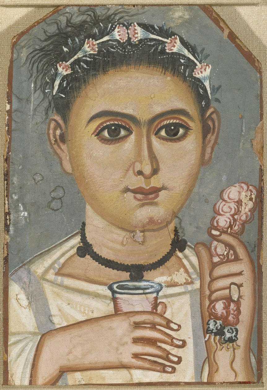 Fiú virágfüzérrel a hajában, kb 200-230 alkotó: Fayum mummy portraits