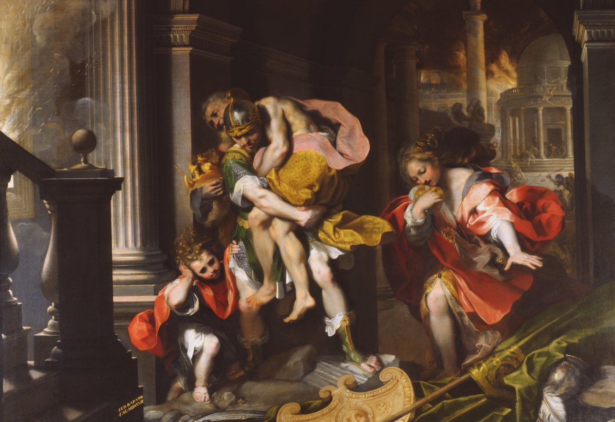 Aeneas menekülése Trójából, 1598 alkotó: Federico Barocci